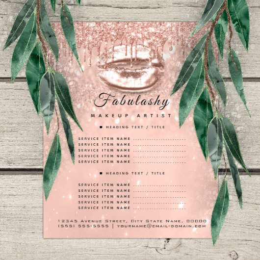 Makeup Artist Salon Pink Glitzer Flyer Peach Kiss1