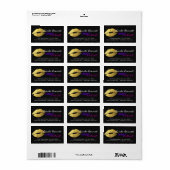 Makeup Artist - Sassy Gold Lips Dunkles Thema Stil Adressaufkleber (Vorne)