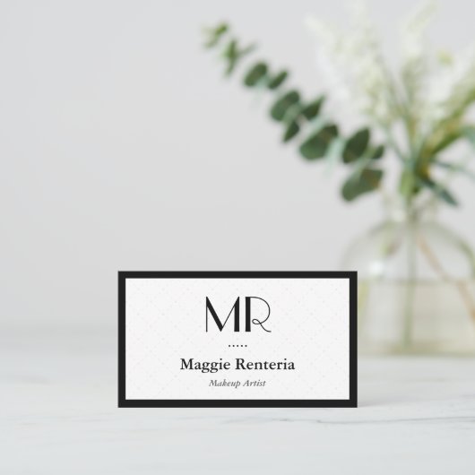 Makeup Artist - Sauberes, stylisches Monogramm Visitenkarte (Stehend Vorderseite)