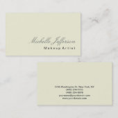 Makeup Artist Script Beige Business Card Visitenkarte (Vorne/Hinten)