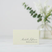 Makeup Artist Script Beige Business Card Visitenkarte (Stehend Vorderseite)