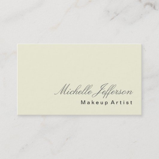 Makeup Artist Script Beige Business Card Visitenkarte (Vorderseite)