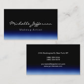 Makeup Artist Script Black Blue Business Card Visitenkarte (Vorne/Hinten)