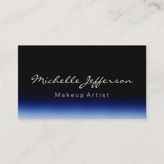 Makeup Artist Script Black Blue Business Card Visitenkarte (Vorderseite)