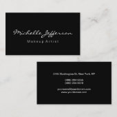 Makeup Artist Script Black Color Business Card Visitenkarte (Vorne/Hinten)