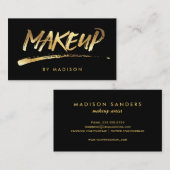 Makeup Artist Script Brush Calligraphy Gold Look Visitenkarte (Vorne/Hinten)