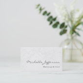 Makeup Artist Script Damask Muster Business Card Visitenkarte (Stehend Vorderseite)