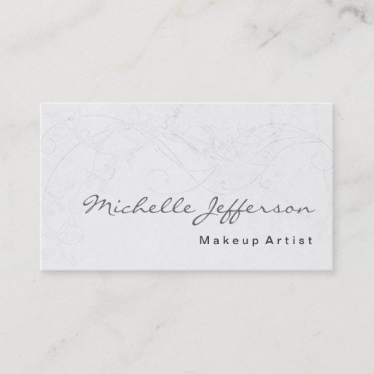 Makeup Artist Script Damask Muster Business Card Visitenkarte (Vorderseite)
