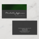 Makeup Artist Script Gray Green Business Card Visitenkarte (Vorne/Hinten)