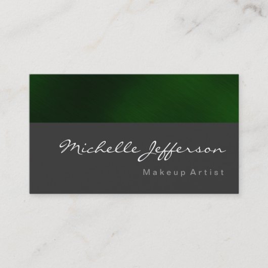 Makeup Artist Script Gray Green Business Card Visitenkarte (Vorderseite)