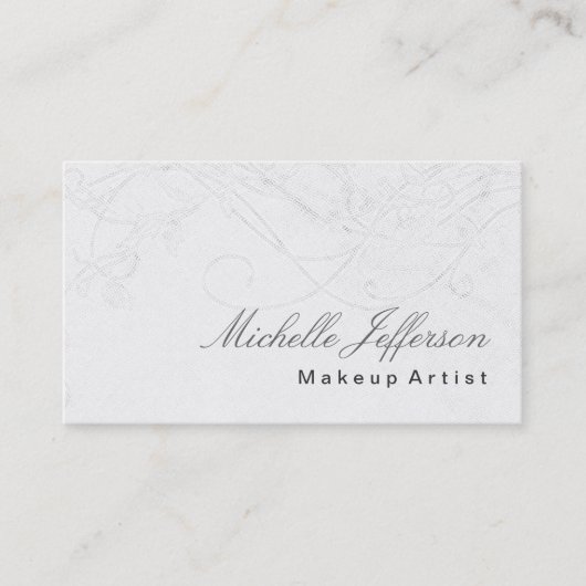 Makeup Artist Script Gray Muster Business Card Visitenkarte (Vorderseite)