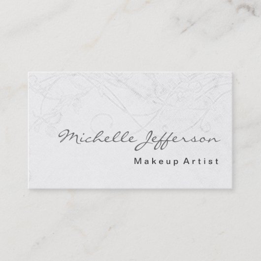 Makeup Artist Script Gray Muster Business Card Visitenkarte (Vorderseite)