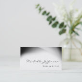 Makeup Artist Script Gray Muster Business Card Visitenkarte (Stehend Vorderseite)