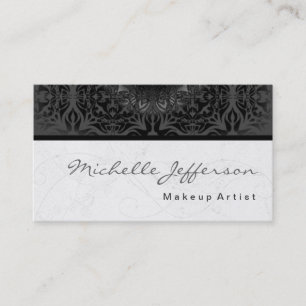 Makeup Artist Script Gray Muster Business Card Visitenkarte