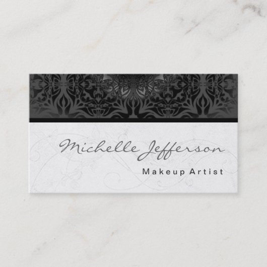 Makeup Artist Script Gray Muster Business Card Visitenkarte (Vorderseite)