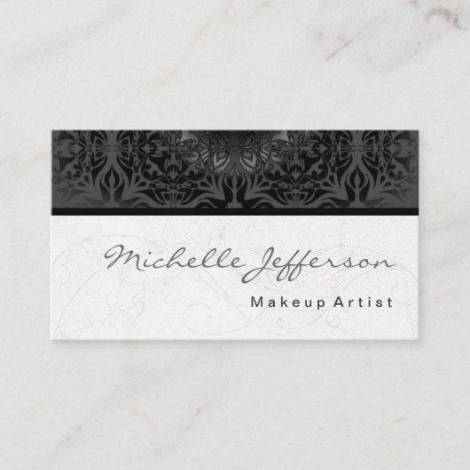 Makeup Artist Script Gray Muster Business Card Visitenkarte (Vorderseite)