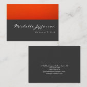 Makeup Artist Script Gray Orange Business Card Visitenkarte (Vorne/Hinten)