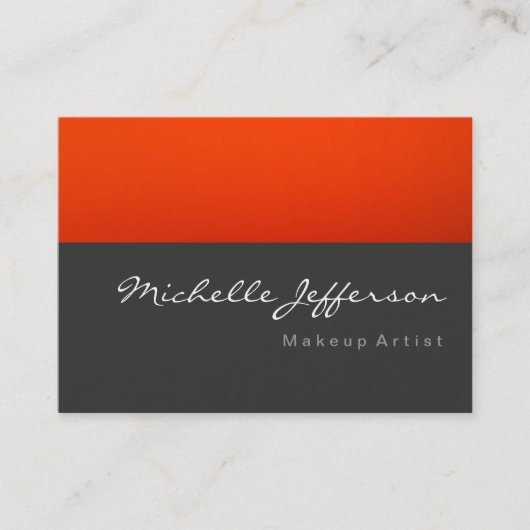 Makeup Artist Script Gray Orange Business Card Visitenkarte (Vorderseite)