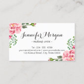 Makeup Artist Script Klasse floral Gold gestreift Visitenkarte (Rückseite)