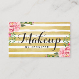 Makeup Artist Script Klasse floral Gold gestreift Visitenkarte