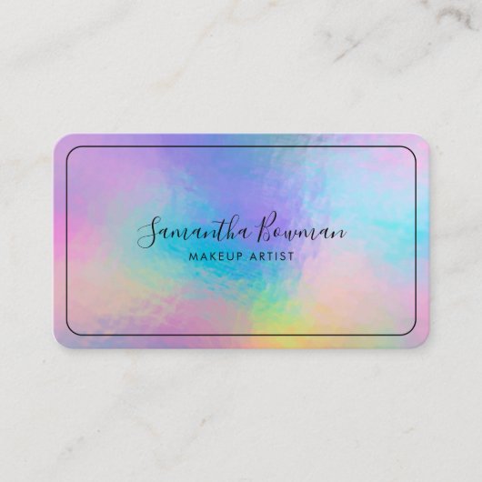 Makeup Artist Script Moderne Imitate Holographisch Visitenkarte (Vorderseite)