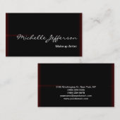 Makeup Artist Script Red Black Business Card Visitenkarte (Vorne/Hinten)