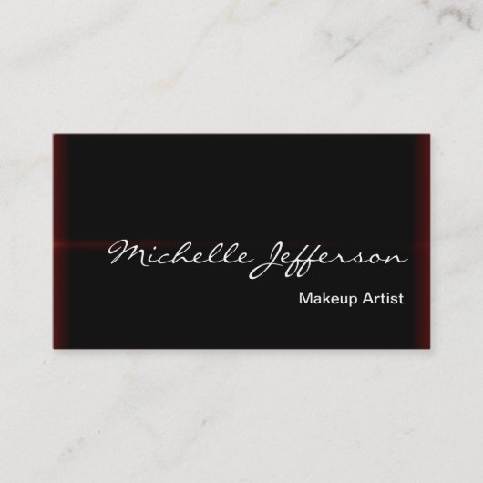 Makeup Artist Script Red Black Business Card Visitenkarte (Vorderseite)