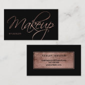 Makeup artist script rose gold typography black visitenkarte (Vorne/Hinten)