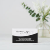 Makeup Artist Script Schwarz-weiße Visitenkarte (Stehend Vorderseite)