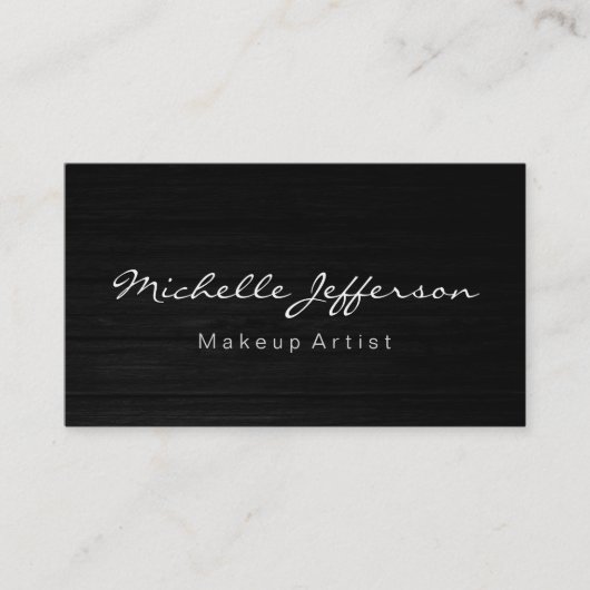 Makeup Artist Script Wood Effect Business Card Visitenkarte (Vorderseite)
