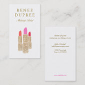 Makeup Artist Sequin Lipstick-Logo Visitenkarte (Vorne/Hinten)