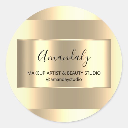 Makeup Artist Shop Gerahmt Gold Gefallen Vielen Da Runder Aufkleber (Vorderseite)