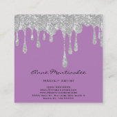 Makeup Artist Silver Drilling Glitzer Quadratische Visitenkarte (Rückseite)