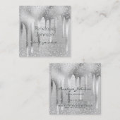 Makeup Artist Silver Foil and Diamonds Glam Quadratische Visitenkarte (Vorne/Hinten)