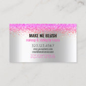 Makeup Artist Silver Glitzer + Hot Pink Ombre Gemi Visitenkarte (Rückseite)