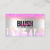 Makeup Artist Silver Glitzer + Hot Pink Ombre Gemi Visitenkarte (Vorderseite)