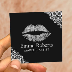 Makeup Artist Silver Glitzer Lift Quadratische Visitenkarte