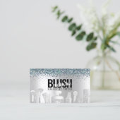 Makeup Artist Silver Glitzer + PfauenEdelsteine Visitenkarte (Stehend Vorderseite)