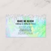 Makeup Artist Silver Glitzer Tropfen Hologram Marm Visitenkarte (Rückseite)