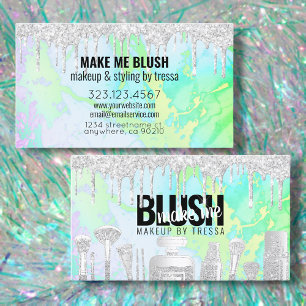 Makeup Artist Silver Glitzer Tropfen Hologramm Mar Visitenkarte