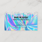 Makeup Artist Silver Glitzer Tropfen Holographic B Visitenkarte (Rückseite)