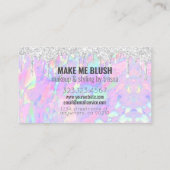 Makeup Artist Silver Glitzer Tropfen Iridescent Op Visitenkarte (Rückseite)