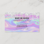 Makeup Artist Silver Glitzer Tropfen Iridescent Sw Visitenkarte (Rückseite)