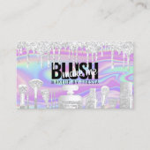 Makeup Artist Silver Glitzer Tropfen Iridescent Sw Visitenkarte (Vorderseite)