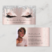 Makeup Artist Silver Rose Lash Confetti Tropfen Fo Visitenkarte (Vorne/Hinten)