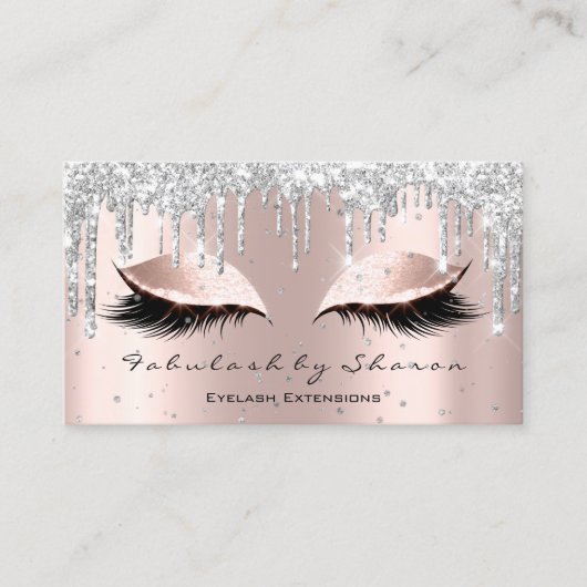 Makeup Artist Silver Rose Lash Confetti Tropfen Fo Visitenkarte (Vorderseite)