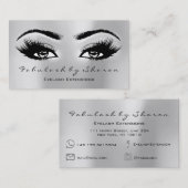 Makeup Artist Social Lashes Erweiterung Silver Gra Visitenkarte (Vorne/Hinten)