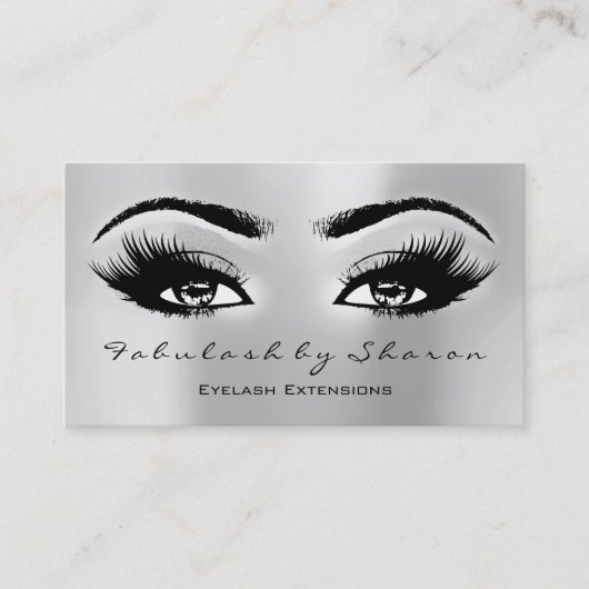 Makeup Artist Social Lashes Erweiterung Silver Gra Visitenkarte (Vorderseite)