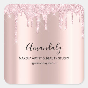 Makeup Artist Spark Glitzer Rose Tropfen Quadratischer Aufkleber