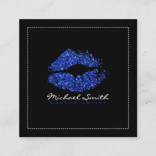 Makeup Artist Stilvolle Blue Glitzer Lips Quadratische Visitenkarte